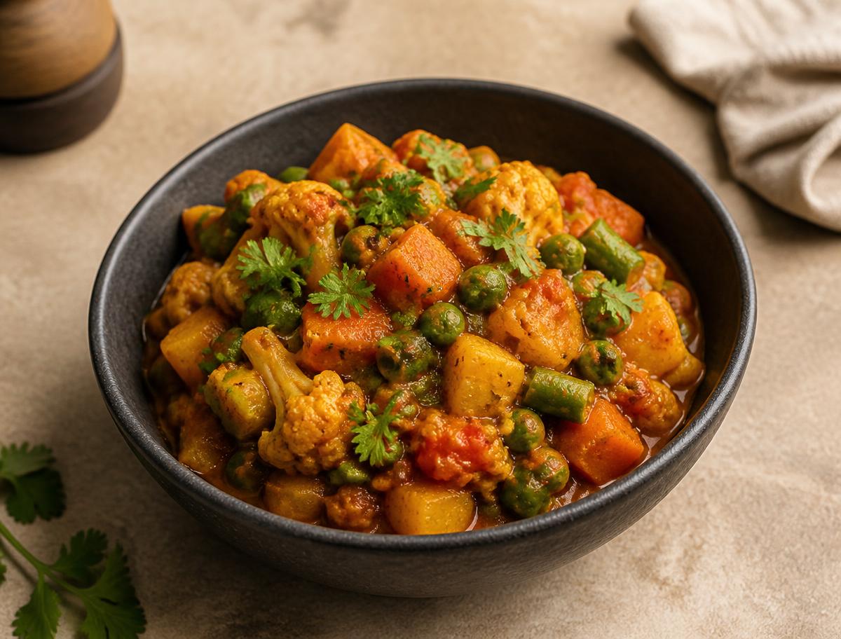 Mixed vegetable curry with cauliflower, peas and carrot
